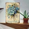 Metal Poster Wall Art, Vintage Forget Me Not Retro Decor, Living Room Home Decoration