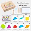 Magnetic Geometric Building Blocks: Children's Educational Wooden Puzzle for Early Learning and Parent-Child Interaction.