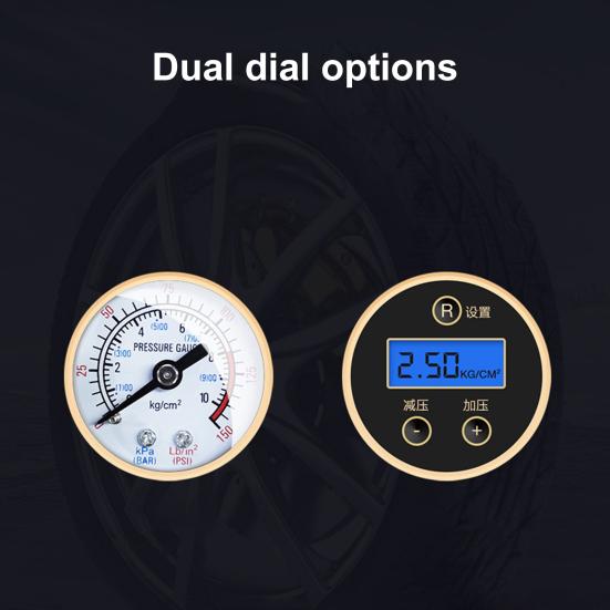 Car Air Pump Strong Power 30s Quickly Pumping Plastic Pointer/Digital Pressure Inflator