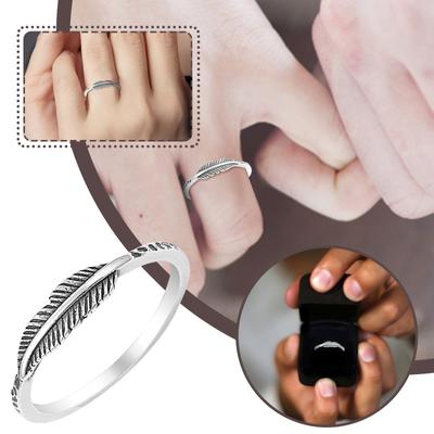 Oxidized Leaf Feather Ring 0.925 Sterling Ring Jewelry Women Men Unisex New Vintage Thai Leaf Fashion Feather Ring
