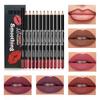 12 Colors Lip Liner Pen Set Black Rod Waterproof Non-stick Cup Easy To Lipstick Pen Makeu