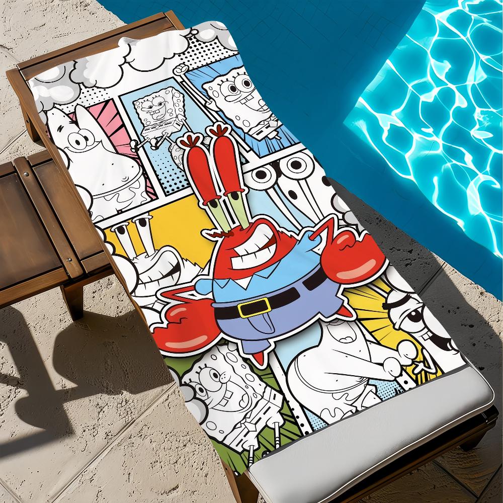 S-SpongeBob CUTE Towel Large Quick-Drying Microfiber soft S-SquarePants-s Beach Towel for Travel Fitness Sauna Bathing Camping