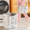 Collapsible Plastic Laundry Basket with Handles and Side Containers - Space-Saving Laundry Basket for Laundry Rooms, Bathrooms,