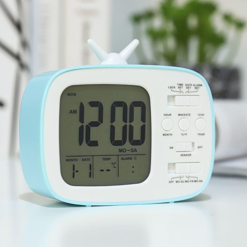 Retro TV Children's Alarm Clock LCD Electronic Clock Student Bedside Alarm Clock Photosensitive Smart Clock