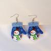 Exaggerated Christmas Elk Snowflake Earrings, Personalized Gloves Snowman Design Acrylic Earrings