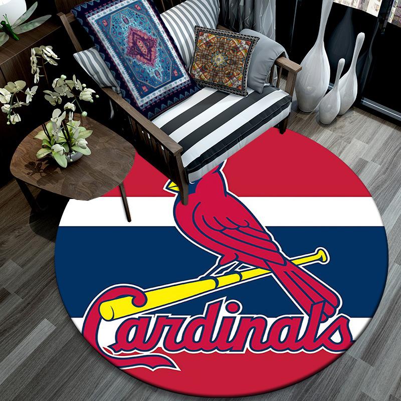 St.Louis Cardinals Round Area Rug,Carpet Rug for Living Room Bedroom Sofa Playroom Decor,Non-slip Floor Mat