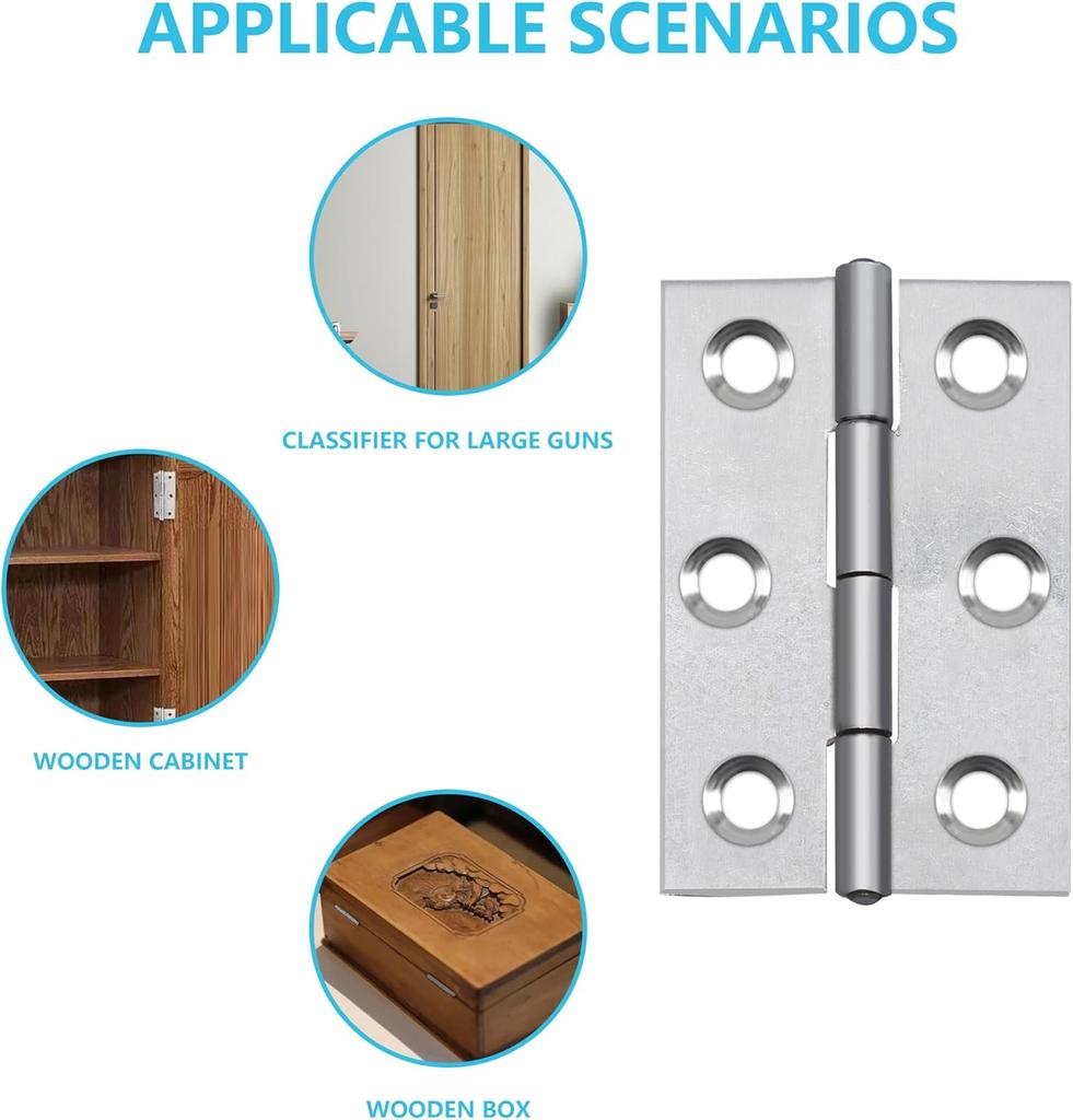 20 2-inch metal hinges with 120 screws suitable for doors and windows gift boxes cabinets and manual DIY.