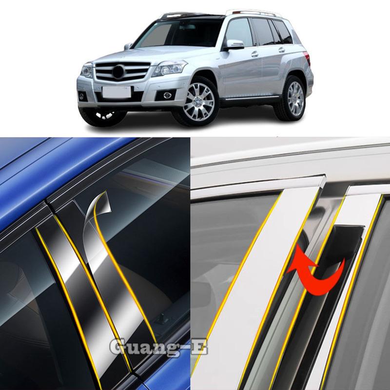 Car TPU/Glossy Mirror Pillar Post Cover For Mercedes Benz GLK Class X204 2008-2015 Door Trim Window Stickers Accessories 4PCS