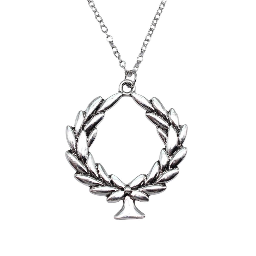 Vintage Rose Flower Charm Necklace Tree Of Life Pendant Antique Jewelry 43cm Chain