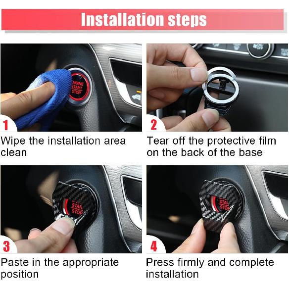 Car Engine Start/Stop Button Cover, Zinc Alloy Car Push Button Start Cover Car Power Control Trim, Universal Key Ignition Switch Protective Cover for