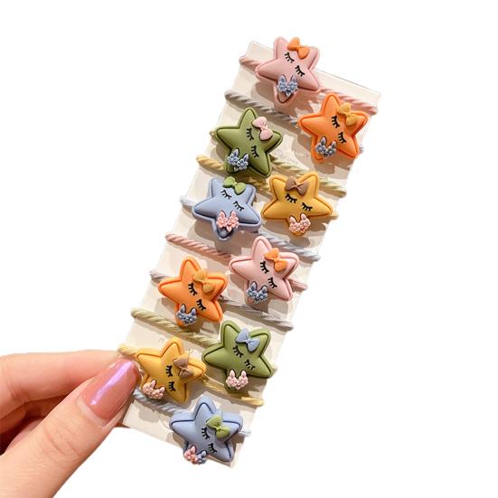 10Pcs/Sheet  Cartoon Fruit Animal Pattern Tight Hair Tie Hair Band Hair Accessories