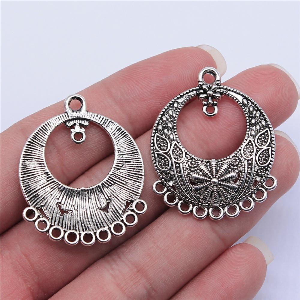 6pcs Antique Silver Color Earring Connector Charms For Jewelry Making Charms Earring Connector Jewelry Findings DIY