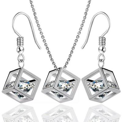 Schmuckset, trendige Geometrie, quadratische Ohrringe, Halsketten-Set, einzigartiger Design-Stil, Hochzeitsschmuck