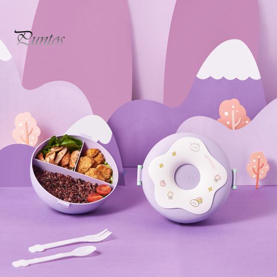 Roztomilá kreslená kobliha 1000 ml obědová krabička Bento nádoba pro mikrovlnnou troubu s přihrádkami Studentské potřeby