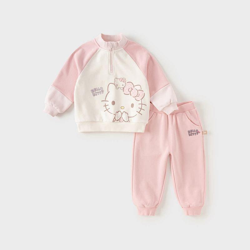 Hello Kitty Collaboration with David Bella Girls  Pink Sweatshirt Sports Suit 2026 New Stylish Children s Fashion