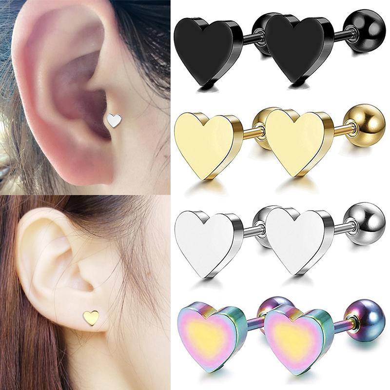 Orecchini A Perno 9kt Oro Giallo – Forma Cuore E Ferro Di Cavallo Intrecciati, Confezione Regalo