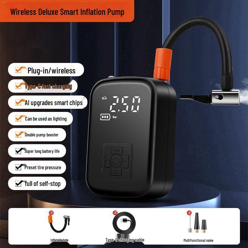 Dijital Göstergeli Taşınabilir Akıllı Kablosuz Elektrikli Hava Pompası