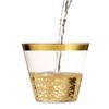 100 9 Oz Gold Plastic Cups, Clear Plastic Cups, Old Fashioned Tumblers, Gold Rimmed Cups, Fancy Disposable Wedding Cups, Elegant Party Cups with Gold