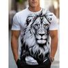 Cool Lion 3D potištěné pánské tričko Léto Outdoor Sport Pánské Top Denní Městská móda Krátký rukáv Street Ležérní Pánské tričko