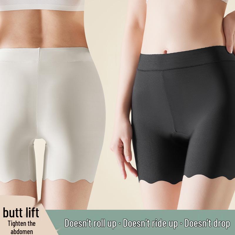Ice Silk Seamless High Waist Tummy Control Women's Breathable Plus Size Safety Underlayer Pants