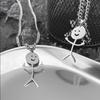 New Fun Cartoon Graffiti Stickman Cute Male and Female Couple Cute Trendy Necklace