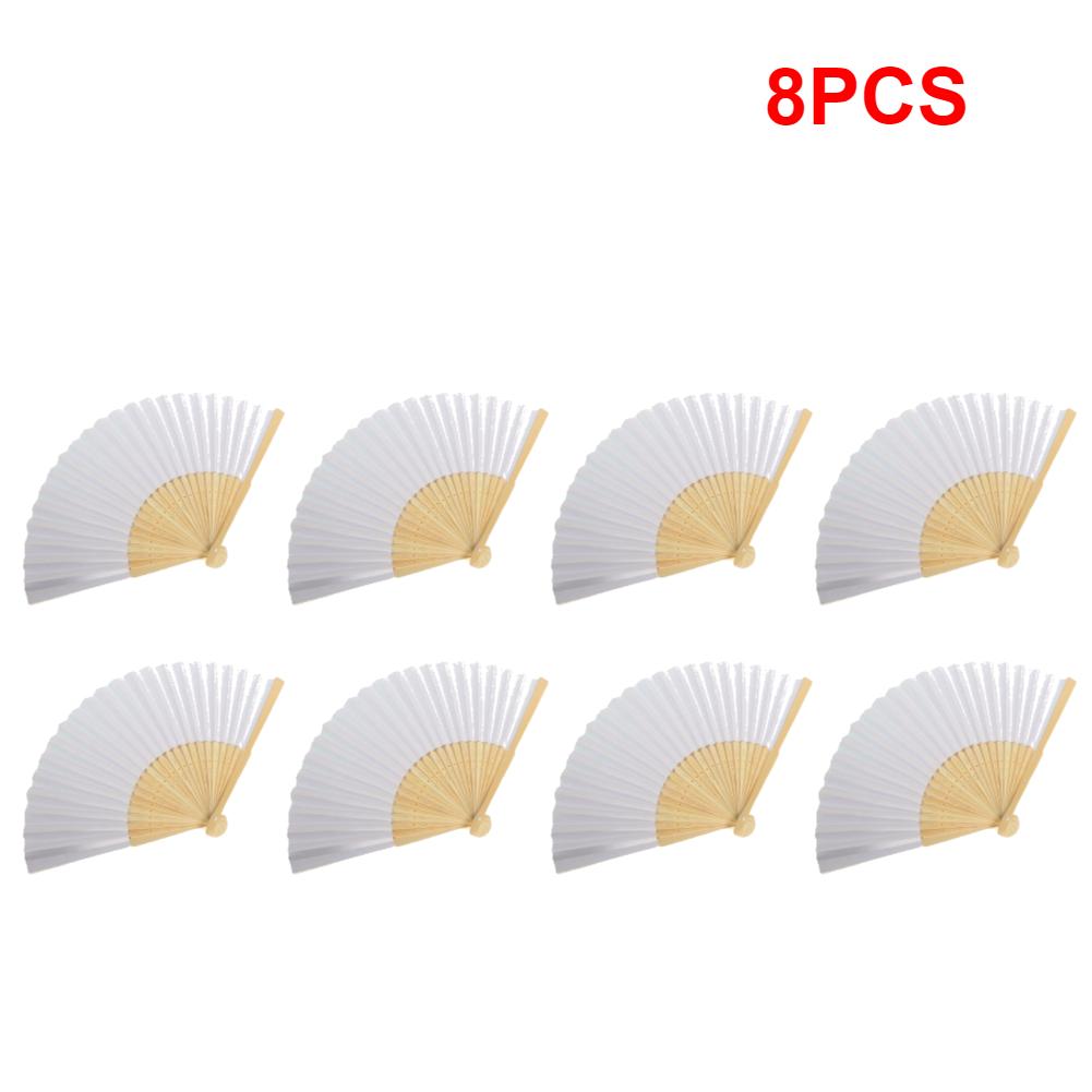 1-10 szt. Weselne wachlarze ręczne Biały papier Bambusowe wachlarze składane Niestandardowe ręcznie malowane DIY Dekoracja wachlarza ręcznego Prezenty malarskie dla dzieci