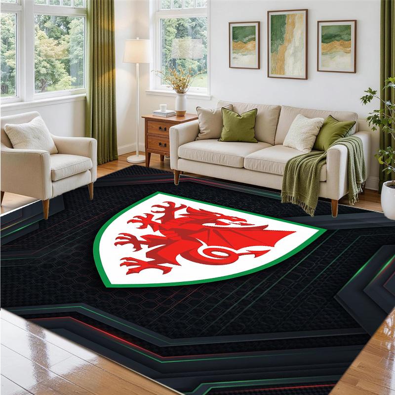 Wales Rugby Design Kristall-Samt Teppich Weiche Dekorative Matte für Schlafzimmer Eingang