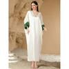 New Arrival Middle East Dubai Robe Loose V Neck Slit Dress V-Neck Diamond Studdres
