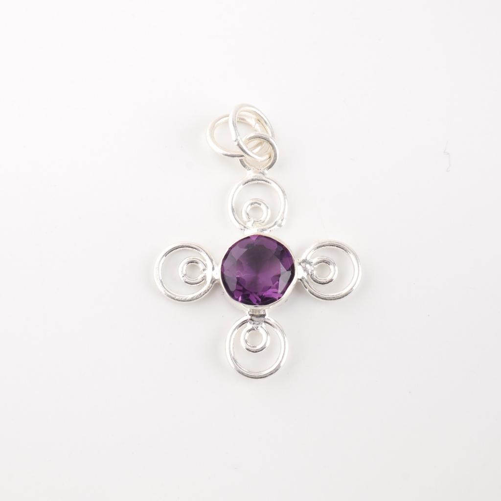 Amethyst Gemstone 925 Sterling Silver Jewelry Handmade Stylish Pendant For Girls PP-41-5
