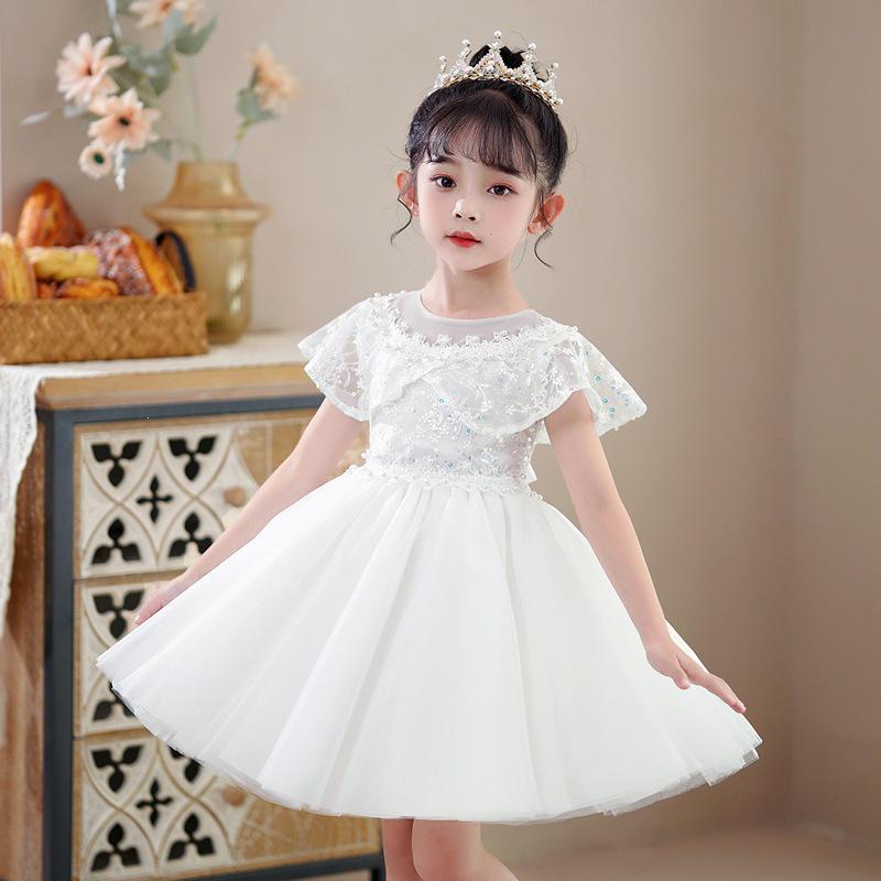 Children's Formal Dance Princess Dress: Puffy Gauze Flower Girl Outfit, Short Sleeve, Suitable for June 1 Performances