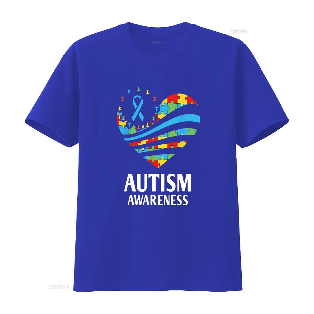 Autism Awareness T Shirt Women Heart Support Autistic Kids Black Vintage Washed Fashion Graphic Soft Designer Clothes Casual