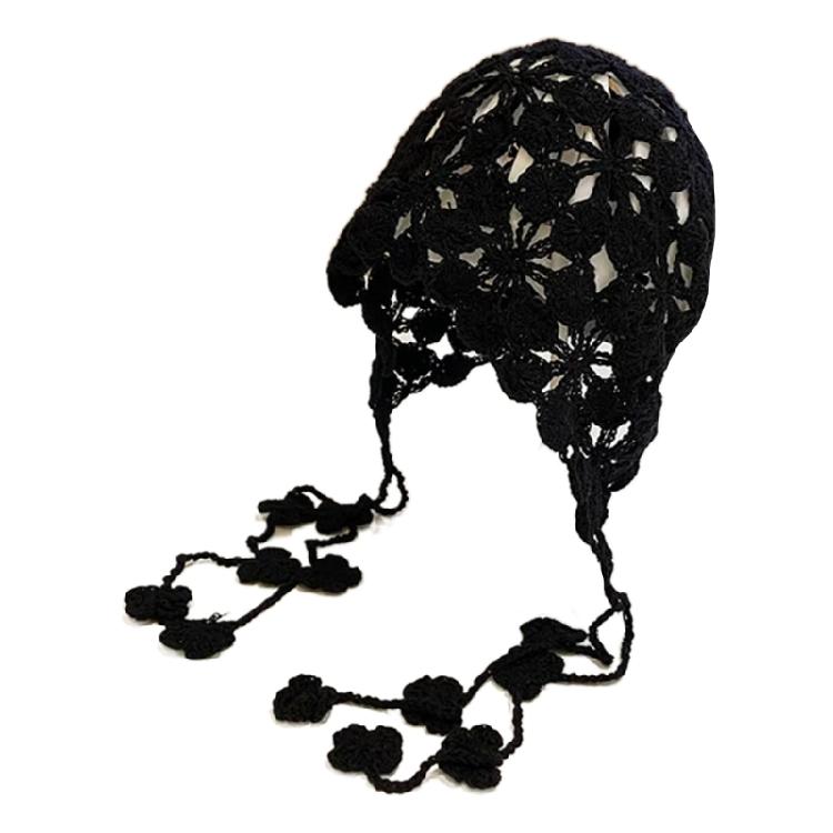 

Girls Beanies Handwoven Hat with Handwoven Tassels for Vacations Photgraphy чорний