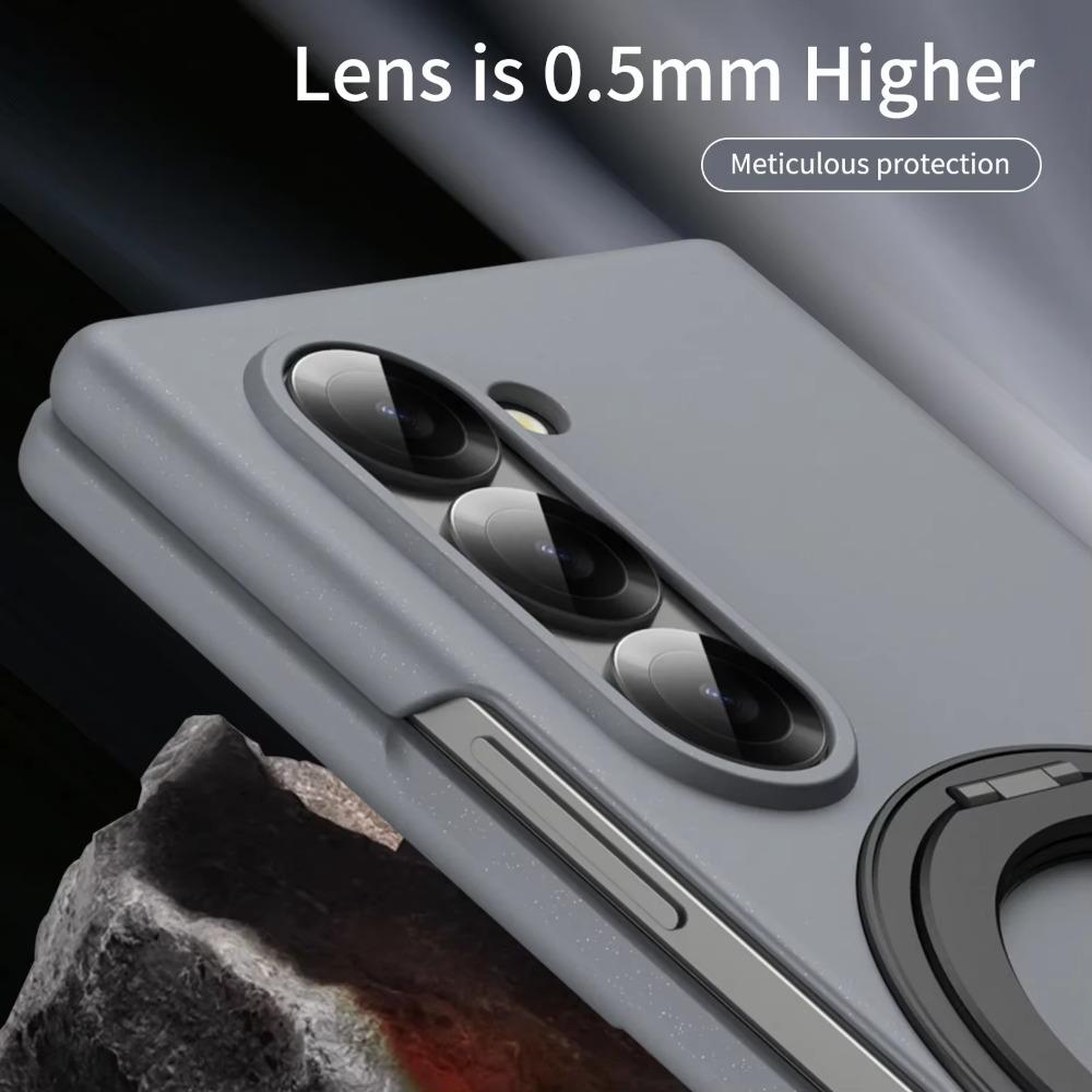360°Ring Metal Holder Skin Feel Matte Case for Samsung Galaxy Z Fold 7 6 5 4 3 Magsafe Magnetic Wireless Charging Bracket Cover
