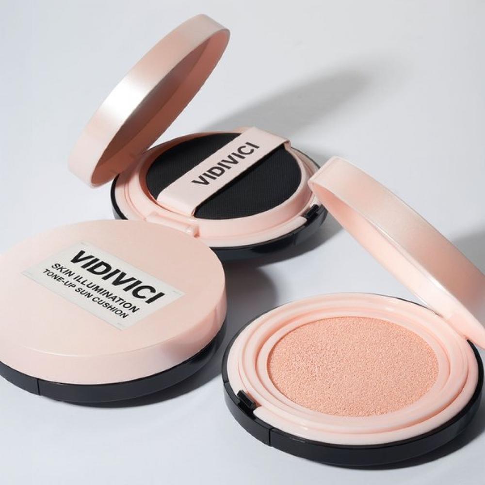 Vidivici Skin Illumination Tone Up Sun Cushion Spf30 Pa++  Cream Tone Up Base + Mochi Primer 5ml Gift 