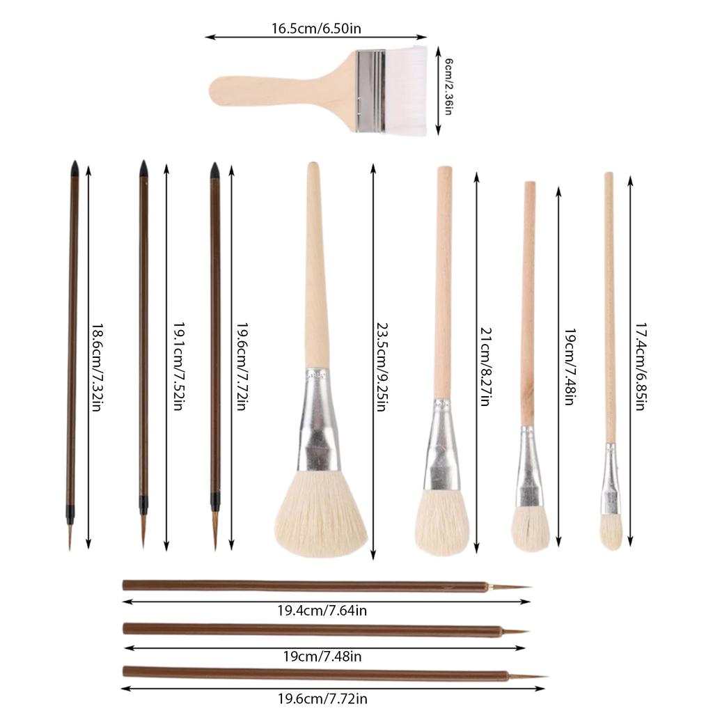 11 Pcs Watercolor Brushes Ceramic Painting Brush Artist Paint Brushes Practical Art Paintbrush Set Drawing Supplies