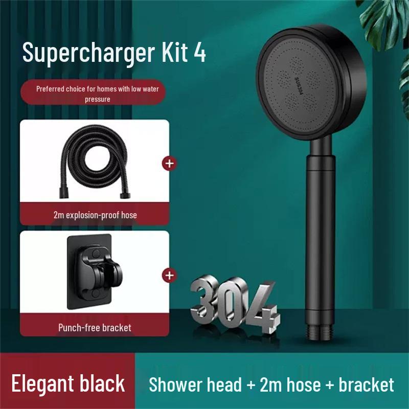 Durable 304 Stainless Steel Boost Shower Head Set - All-Metal, Drop-Resistant for Home Use