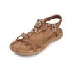 Summer 2026 Women's Bohemian Wedge Sandals with Flowers and Rhinestones, Large Size Beach Shoes
