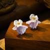 Enamel Flower Stud Earrings for Women Sweet Vintage Plant Earrings Jewelry Accessories Elegant Temperament Earrings Party
