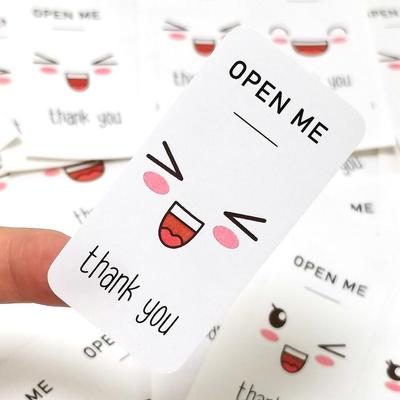 100 Stück Niedliche Ausdrucks-Rechteck-Sticker zum Versiegeln und Verpacken von Geschenkboxen