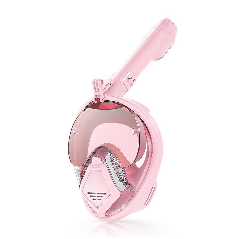

Детская маска для снорклинга, полнолицевое снаряжение для снорклинга для детей с креплением для камеры, профессиональная маска для плавания и дайвинга с защитой от запотевания и утечки розовый