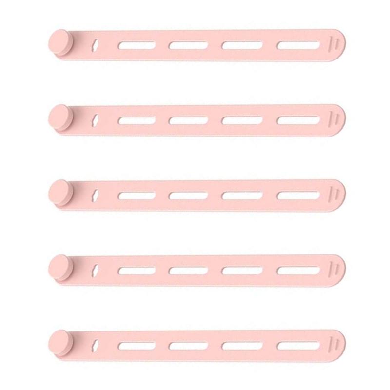 5Pcs Silicone Cable Ties Cord Organizers Wrap Reusable Washable Wire Ties Management Adjustable Charging Cable Strap Tie