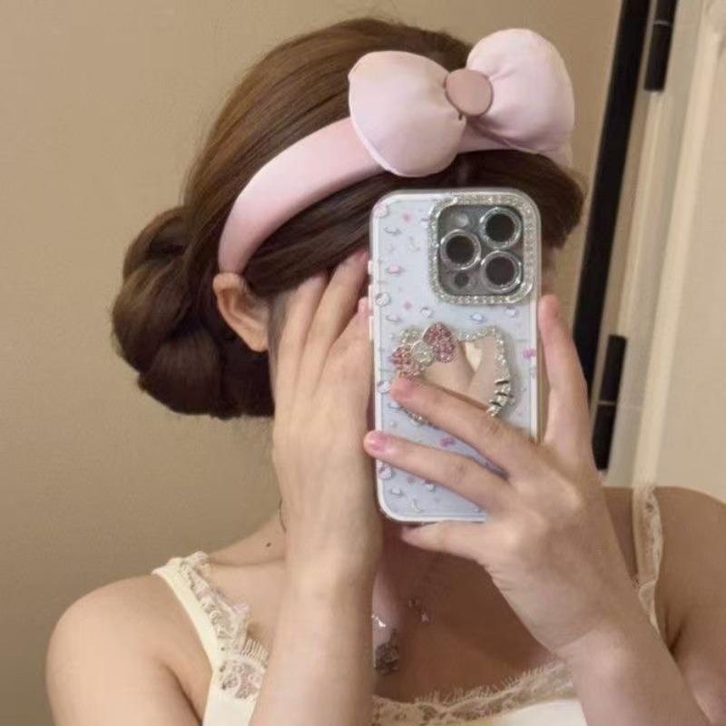 Pink Bowknot Cartoon Hairband for Girls Cute and Practical Headband for Makeup and Skincare Stylish Hair Accessory for Home Use