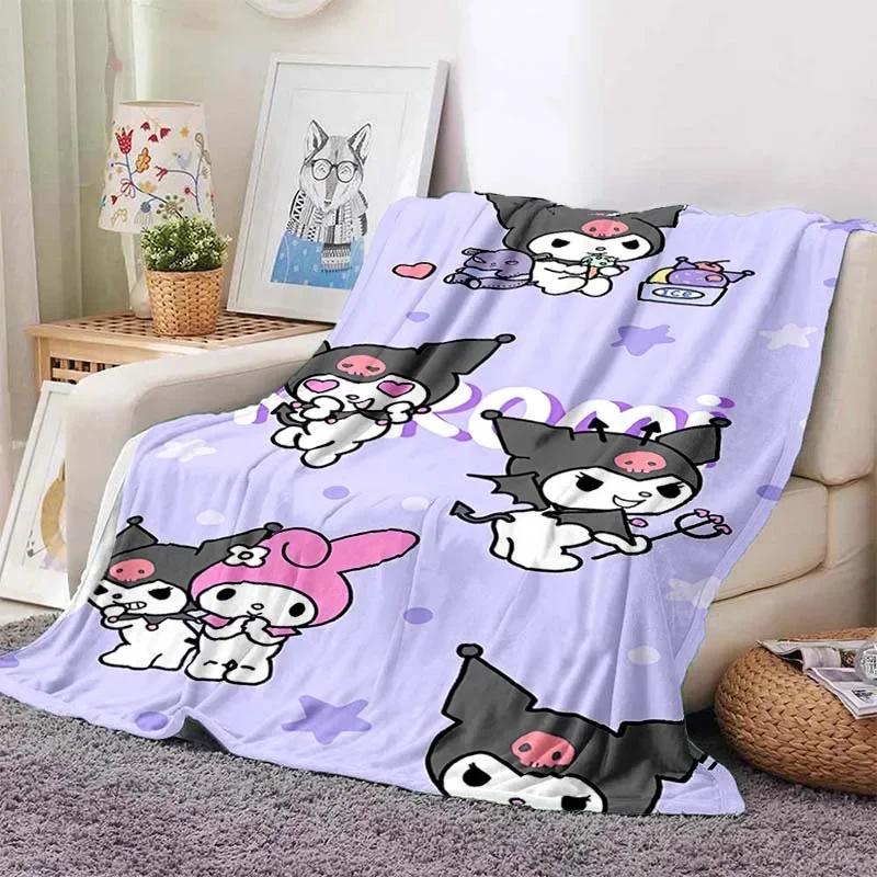 Hellor Kitty Kuromi Printed Blanket Kids Adult Blanket Soft and Warm Bedding for Bed Sofa Outdoor Travel Cover Blanket