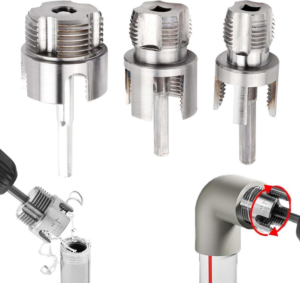 Electric Drill Pipe Threader: Internal & External Threads, 4/6 Point, 1/2+3/4 PPR Pipe Compatibility.