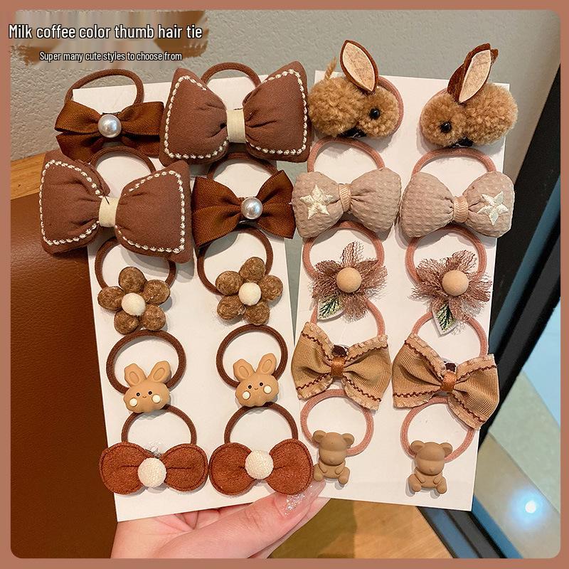 High Elasticity Milk Coffee Hair Ties for Girls - No Damage, Autumn/Winter Hair Accessories