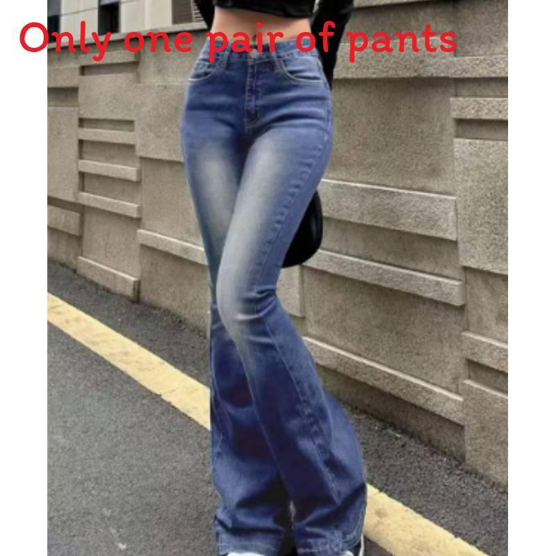 American Retro Wide Leg Denim Pants For Casual Streetwear With Pocket Design For Women