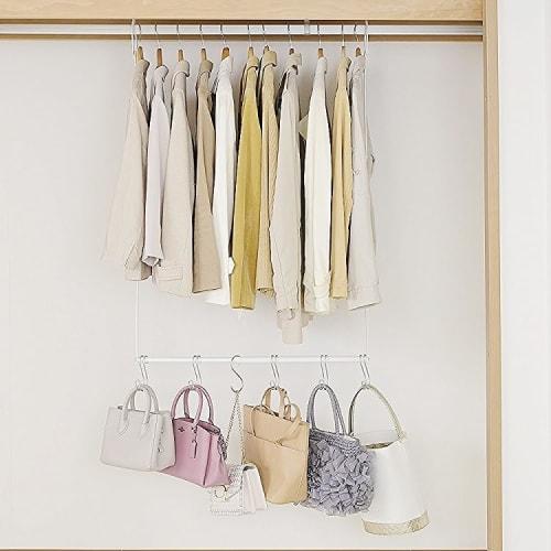 White Swing Hanger, Wide, Extendable, Standard Size, 11 Adjustable Levels / Slim, Scandinavian Design, 2-Tier Hanger, Closet Storage, Hanging, Swing H