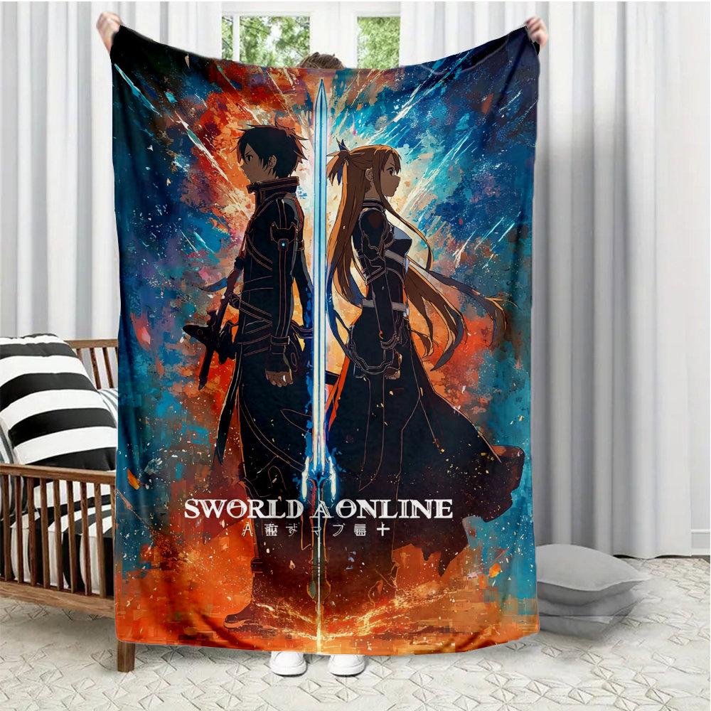 

anime characters Asuna and Toru Flannel printed blanket suitable for all seasons suitable for living room office sofa and travel 75x90cm