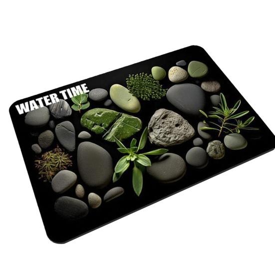 Yousheng 3D Optical Illusion Bathroom Rug Non-Slip Pebble Stone Pattern Bath Mat Quick Dry Absorbent Floor Mat for Bathroom Tub Shower Sink