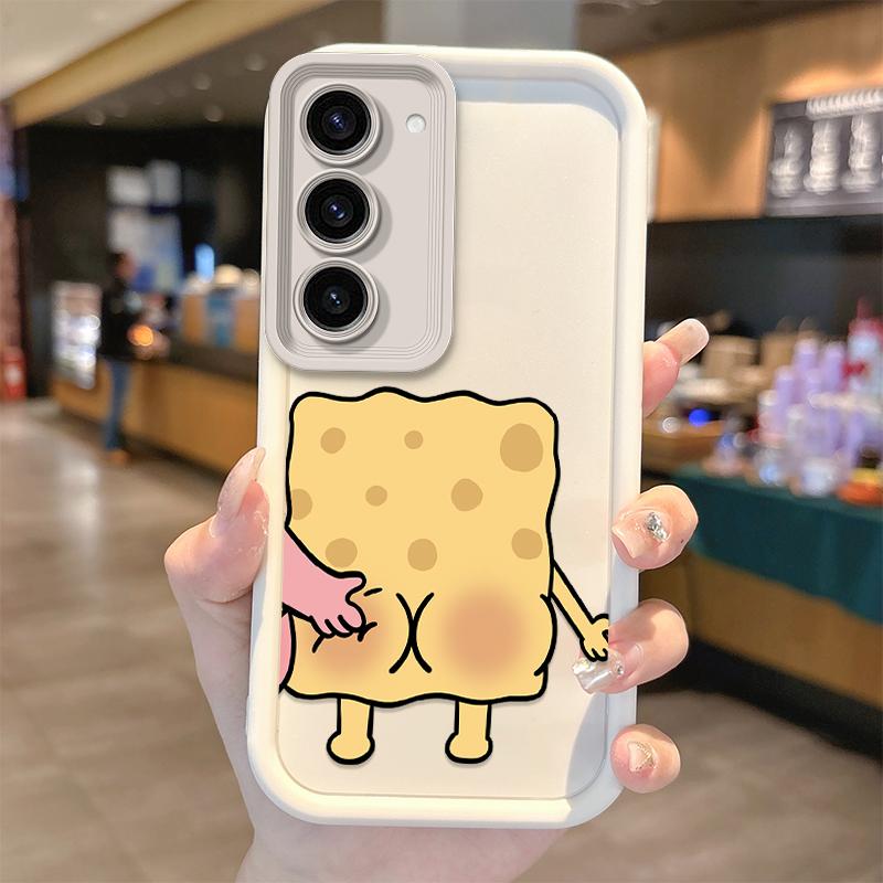 Cute S-SpongeBobs Pinch Butt Phone Soft Case For Samsung Galaxy S25 S24 S23 S21 Ultra Plus S25 S23 S20 Silicone Shockproof Cover